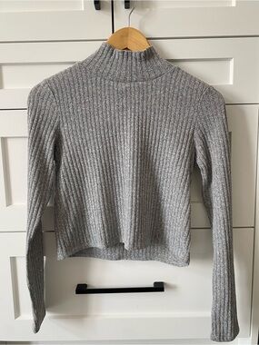 Aritzia Ribbed Turtleneck Sweater — Heather Gray